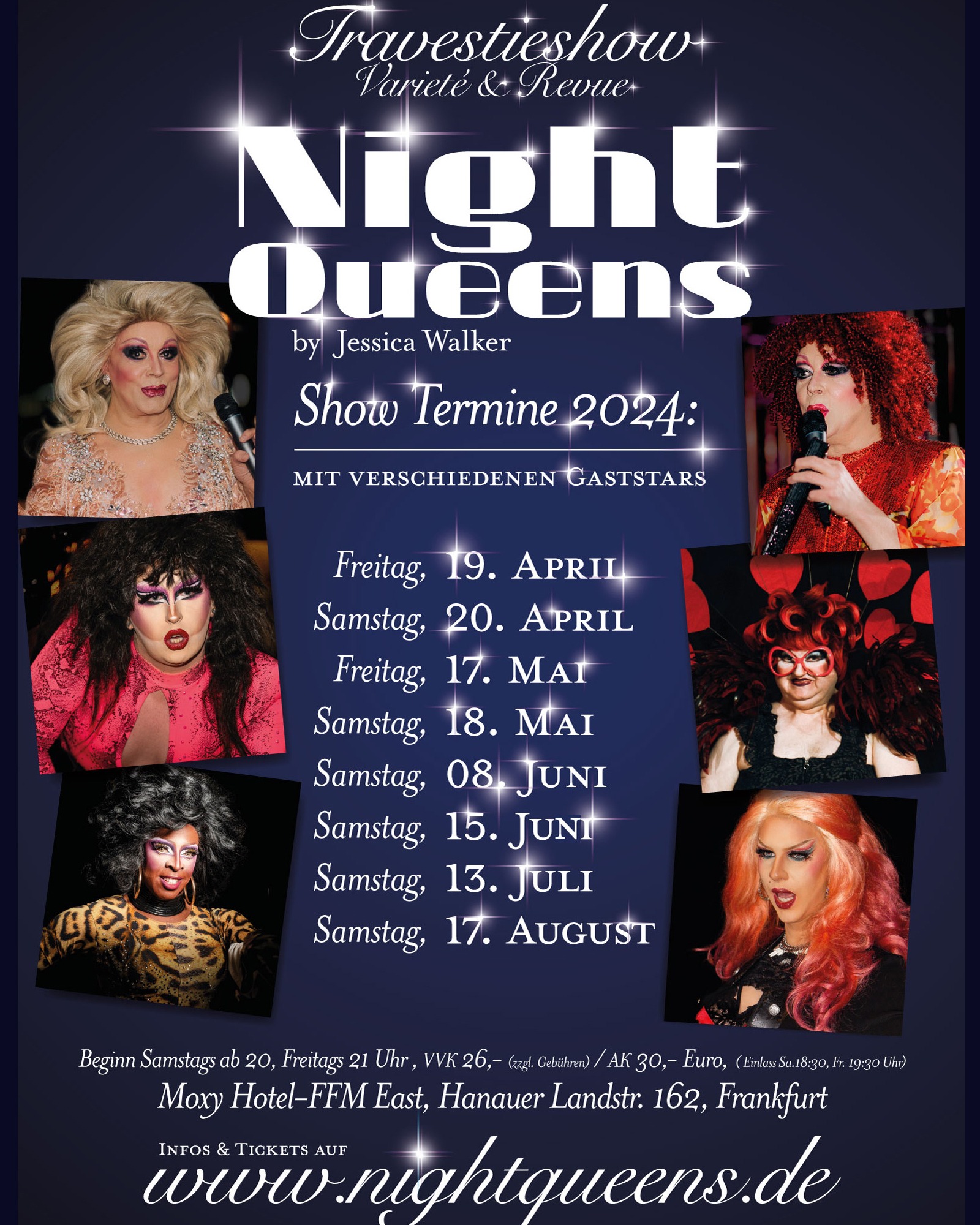 Night Queens Travestie Show Variete Drag Revue Termin Karten Ticket festival event frankfurt Jungesellenabschied Junggesellinnen
